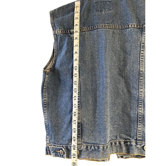 80's Vintage PS Gitano Women's Medium Jean Denim Button Up Vest Button Down - Picture 6 of 6